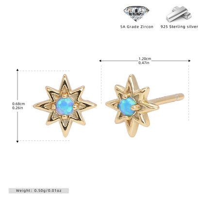 S925 新款耳釘時尚澳寶八芒星耳飾輕奢百搭小清新精致飾品