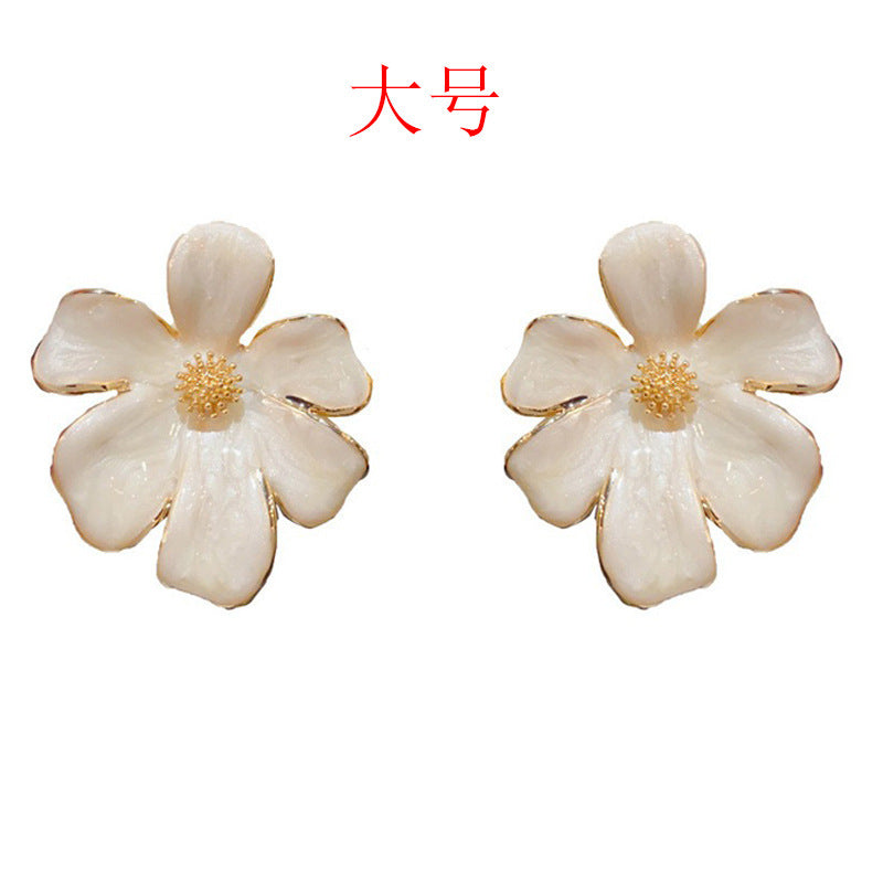 琺瑯花朵誇張耳釘