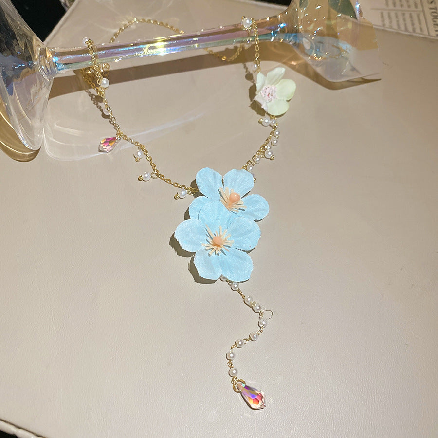 水晶珍珠花朵項鍊