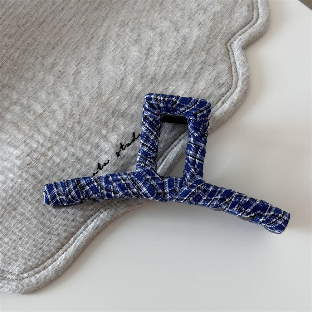 格紋一字纏繞鯊魚夾
