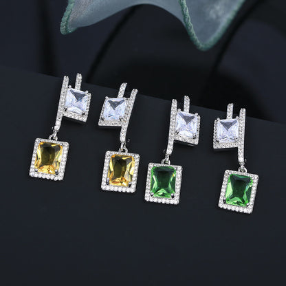 S925鋯石幾何微鑲耳環－商品主圖｜https://igowo.tw/