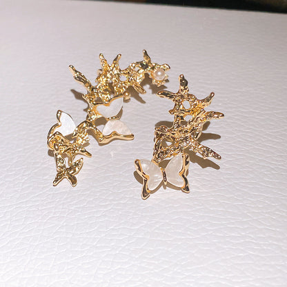 戀與蝶舞~不對稱蝴蝶耳夾無耳洞韓系ins風耳骨夾高級感耳飾批發女