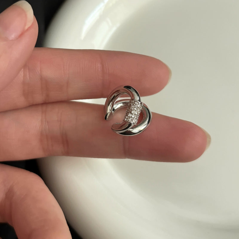 耳夾~冷淡風鋯石雙層耳夾女無耳洞簡約時尚耳骨夾輕奢高級感耳飾