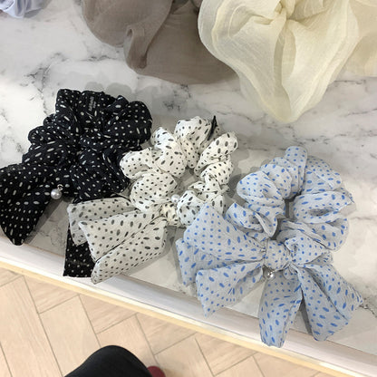 波點蝴蝶結復古髮圈－商品主圖｜https://igowo.tw/