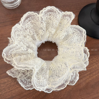 網紗大腸圈刺繡髮圈