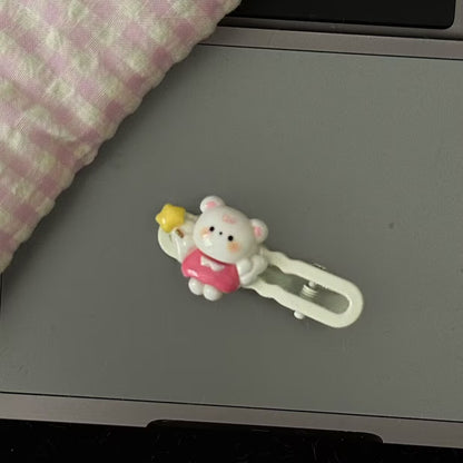 白色小熊翅膀髮夾