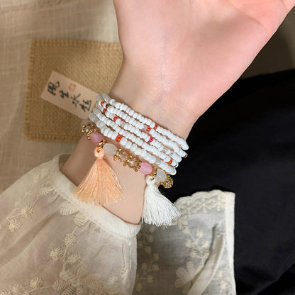 波西米亞風小米珠多層串珠手鏈女生夏天民族風輕奢小眾復古手飾品