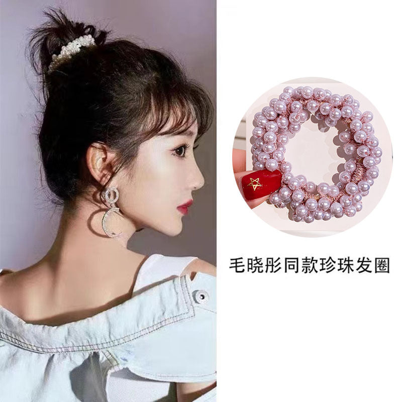 珍珠復古簡約髮圈－吊牌灰色款細節｜https://igowo.tw/