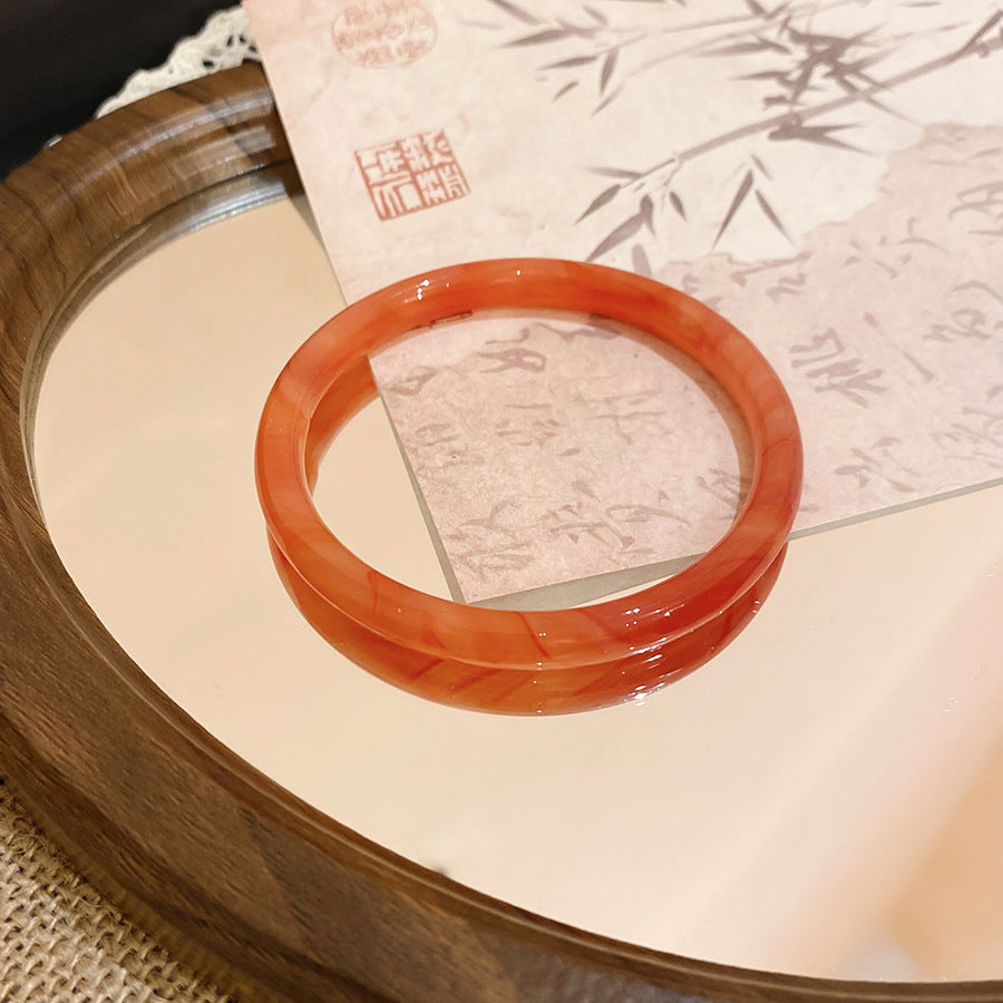 一步一響玉髓暈染圓條手鐲2026新款清冷感手環氣質輕奢高級感手飾