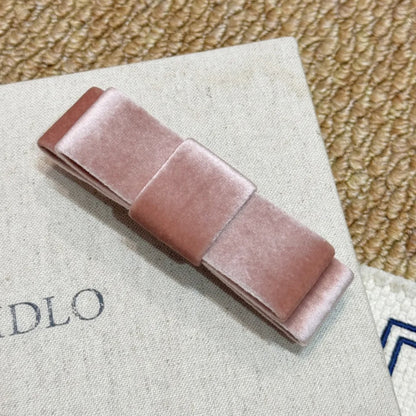 絨面蝴蝶結雙層髮夾