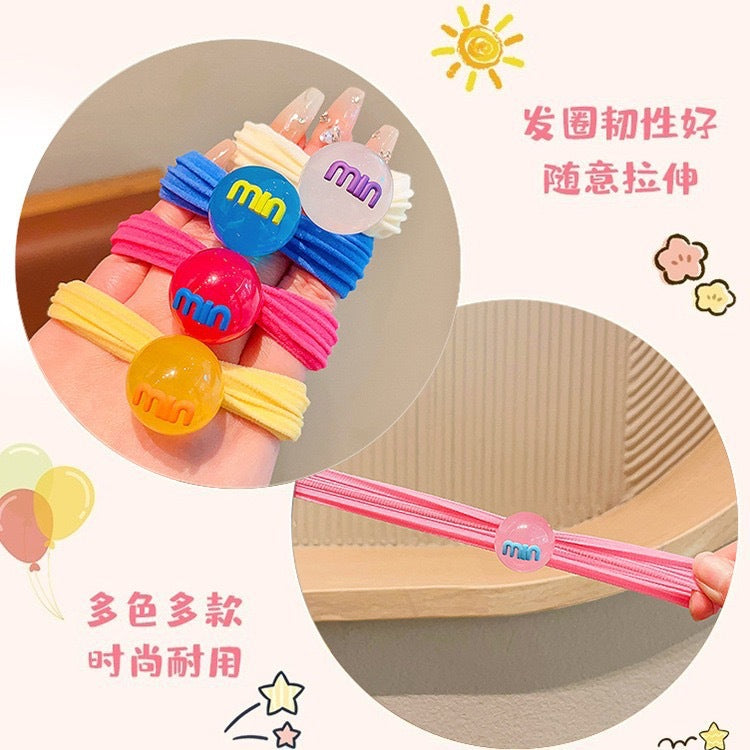 繽紛彈力繩髮圈－藍綠款細節1｜https://igowo.tw/