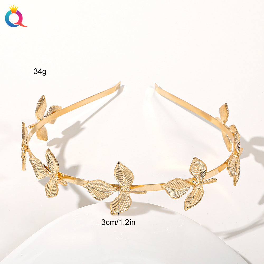 金色金屬樹葉髮箍－細節特寫9｜https://igowo.tw/