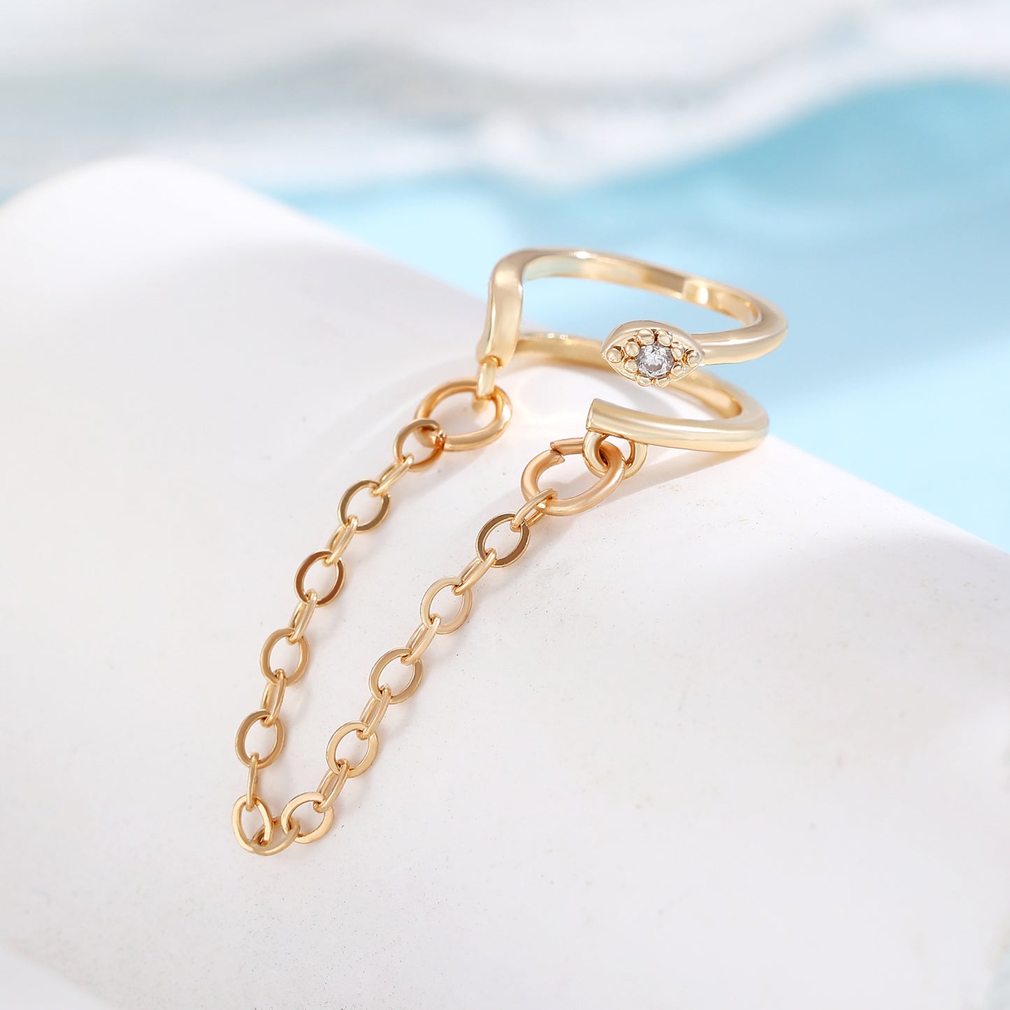鏈條流蘇免耳洞耳夾