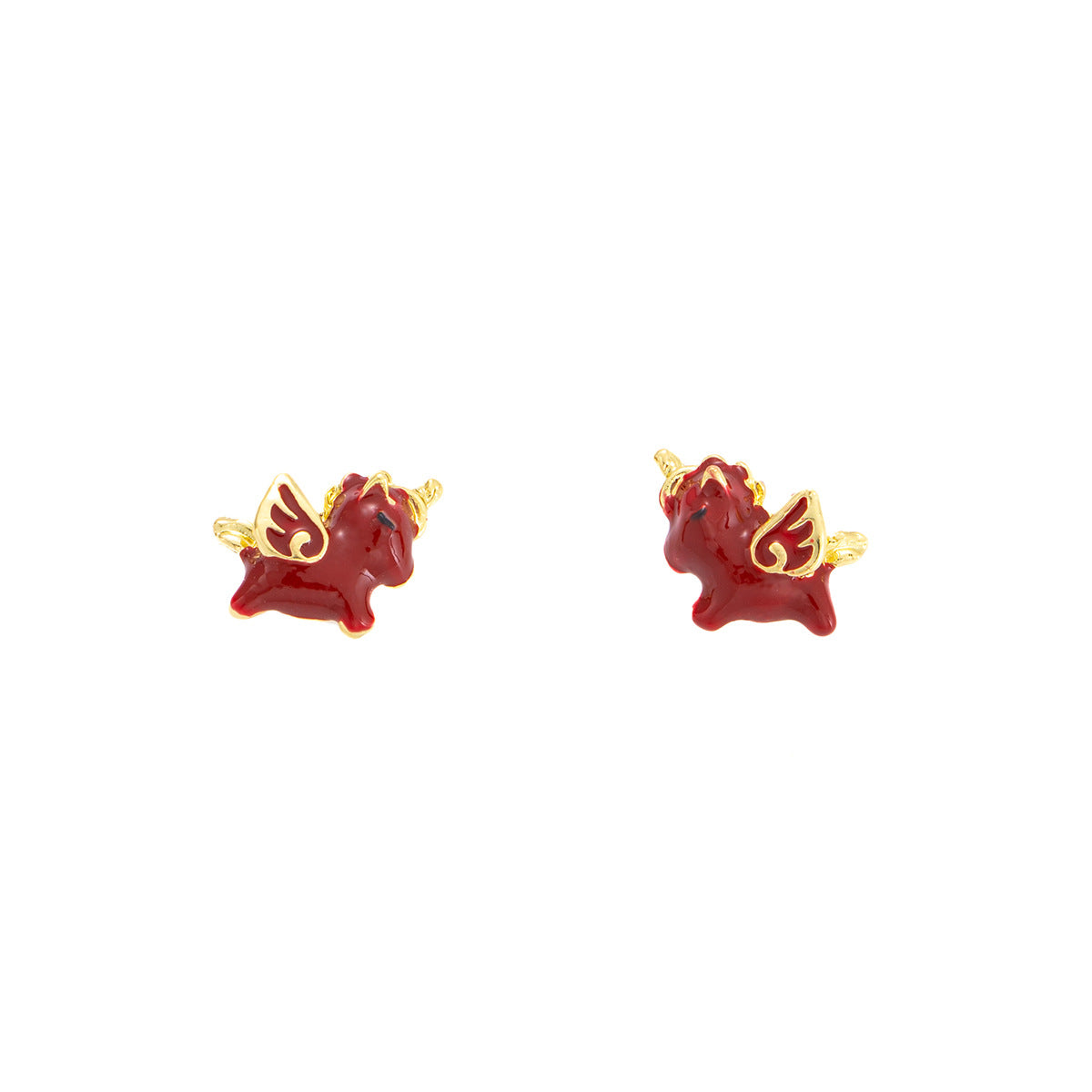紅色簡約耳釘－細節特寫3｜https://igowo.tw/