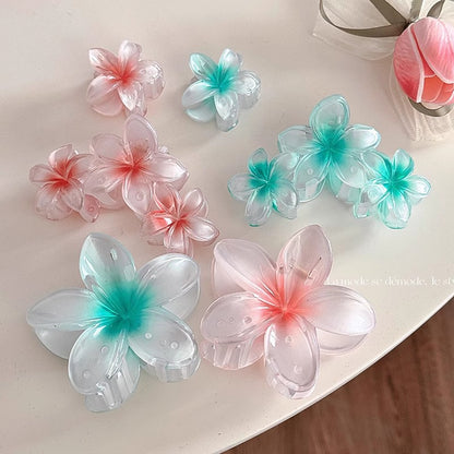 魚尾花朵鯊魚夾－大花朵8cm粉色款實拍｜https://igowo.tw/