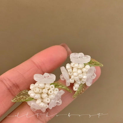 小清新花朵樹葉耳環