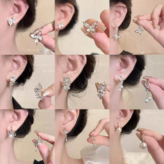 S925珍珠蝴蝶結流蘇耳環－商品主圖｜https://igowo.tw/