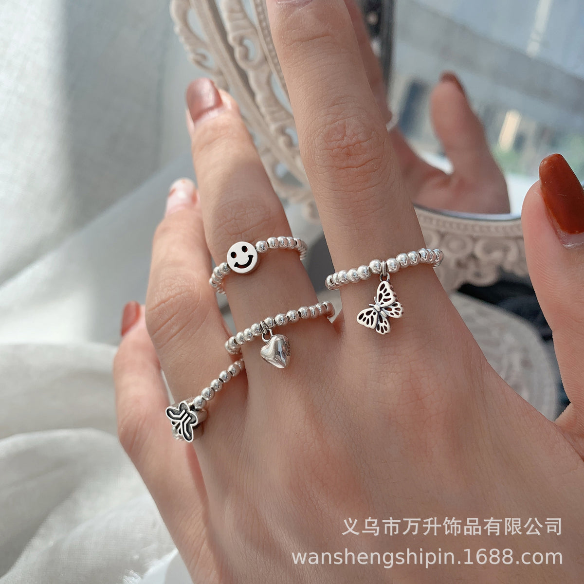 S925蝴蝶可調式戒指－商品主圖｜https://igowo.tw/