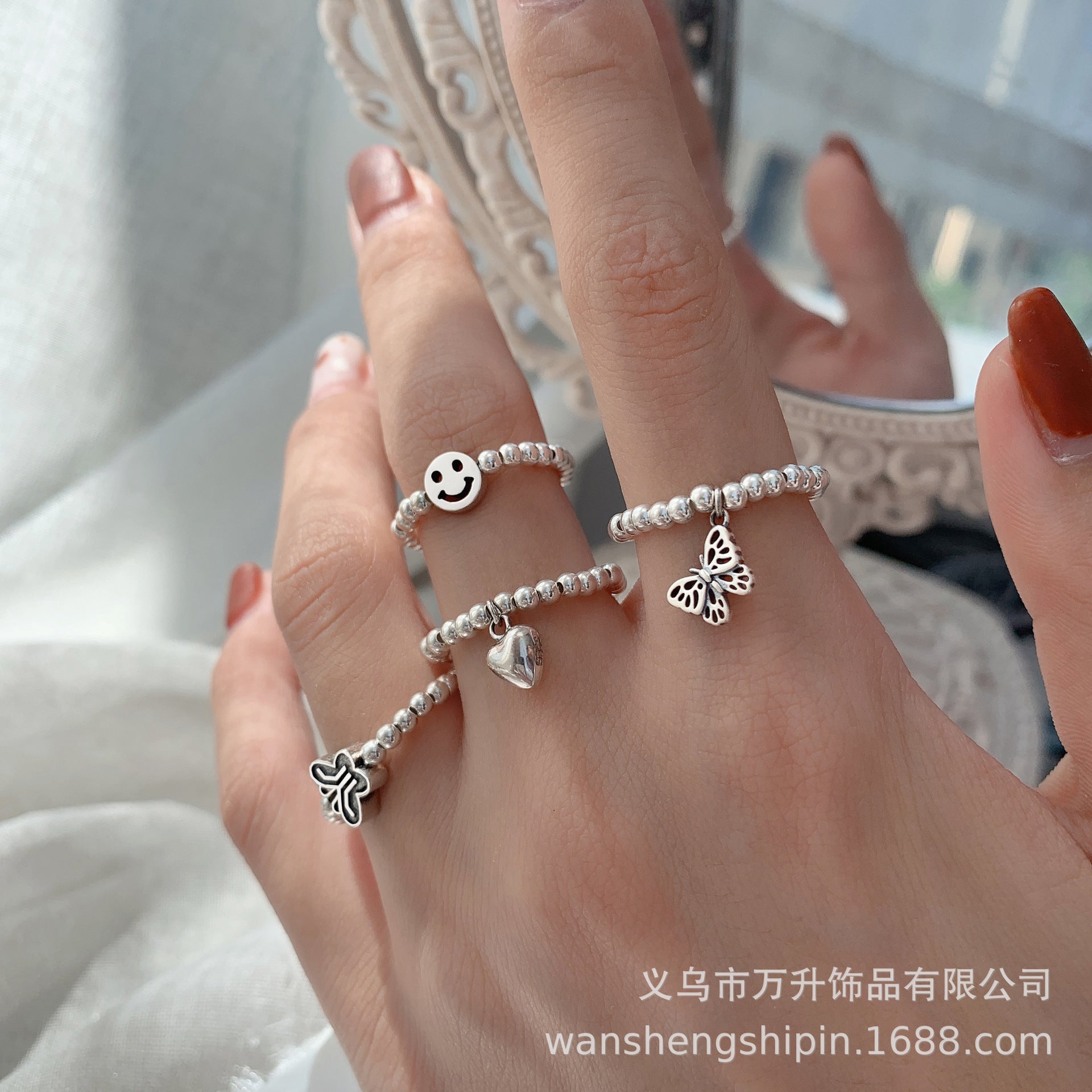 S925蝴蝶可調式戒指－商品主圖｜https://igowo.tw/