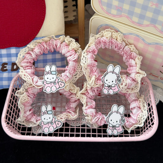 粉色兔子髮圈－商品主圖｜https://igowo.tw/