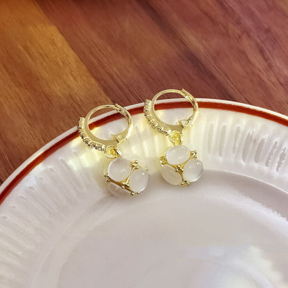貓眼石銀針花朵耳環－細節特寫30｜https://igowo.tw/
