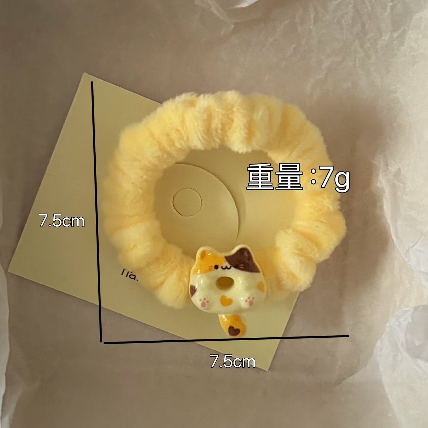 黃色貓咪甜點髮圈
