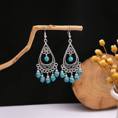 圓形流蘇鏤空耳環－/紅色款細節｜https://igowo.tw/