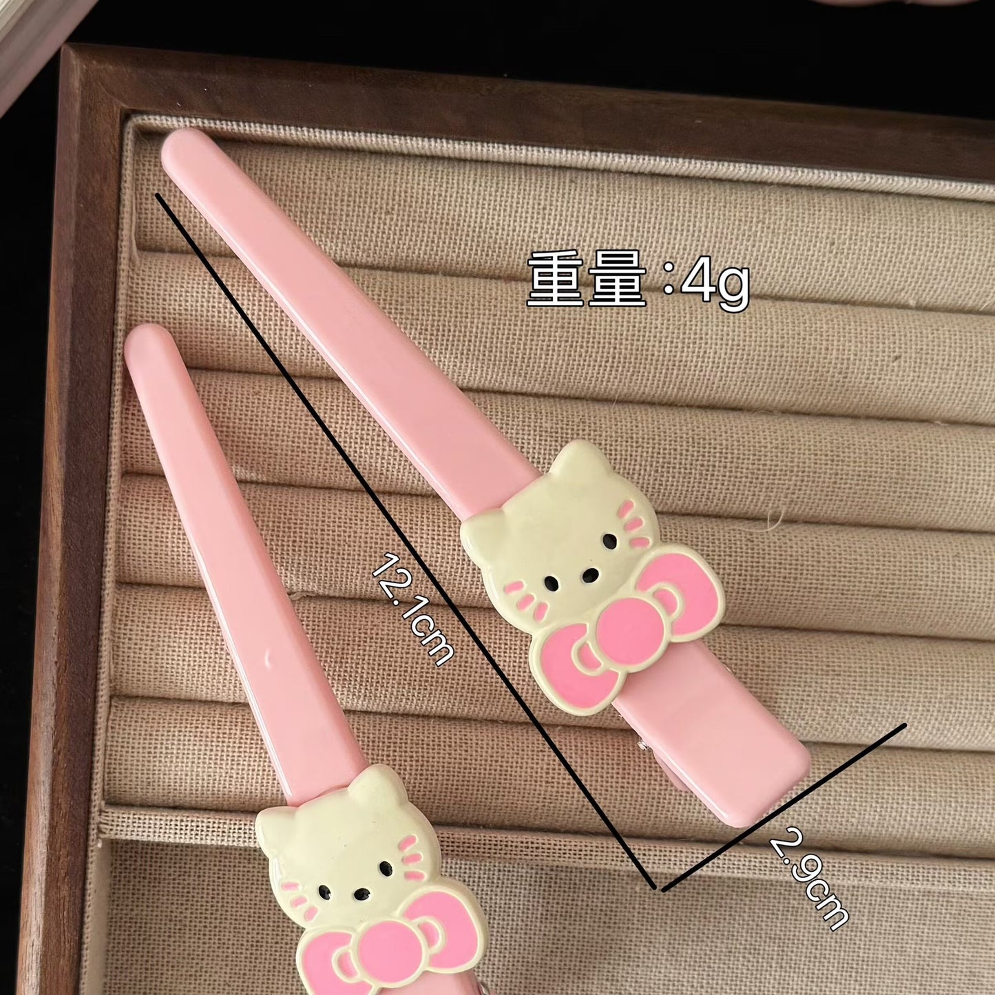 粉色貓咪領結髮夾