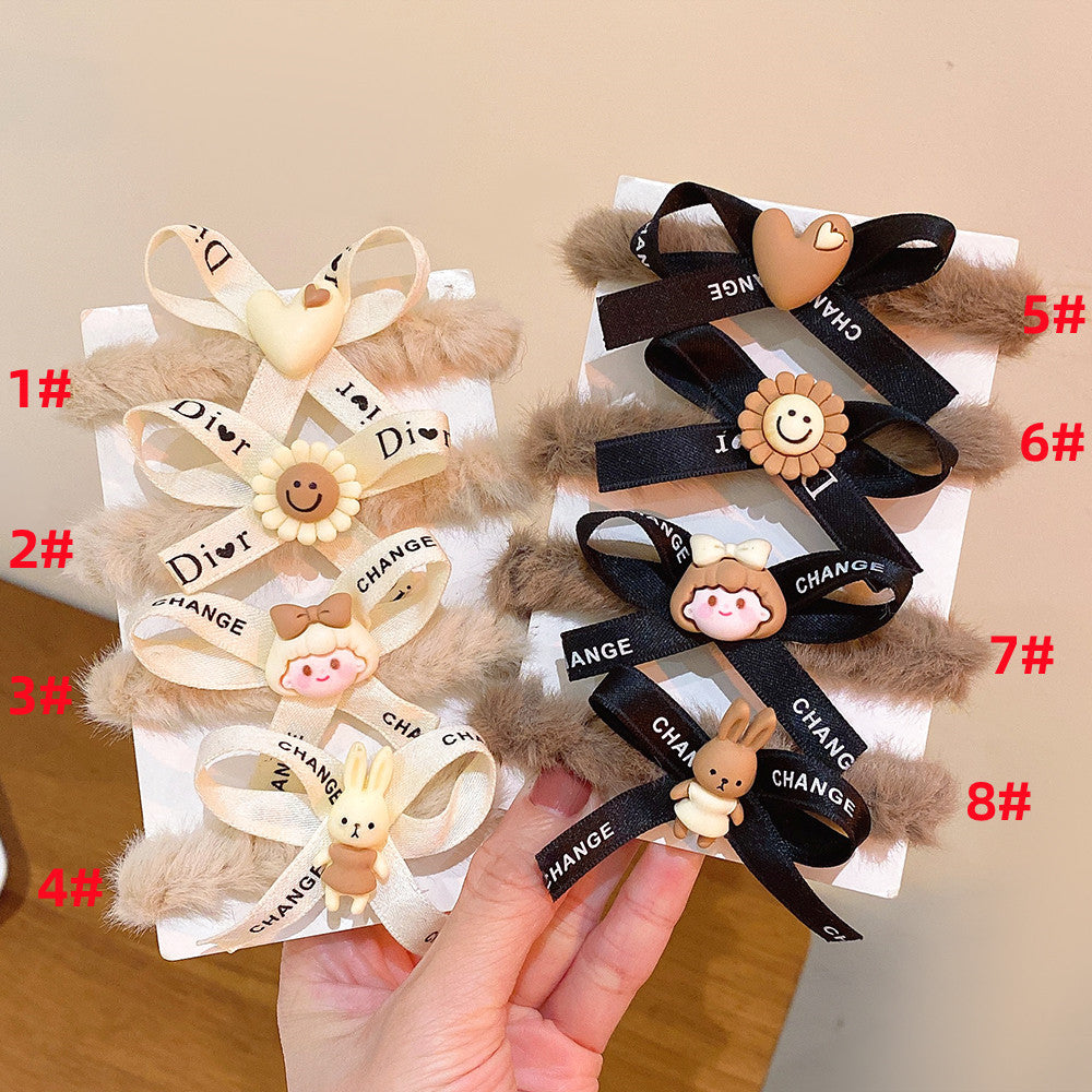絨面蝴蝶結卡通髮圈－細節特寫4｜https://igowo.tw/