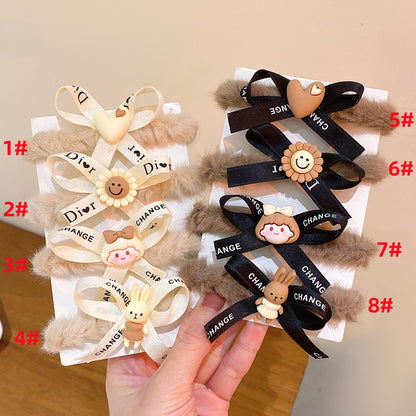 絨面蝴蝶結卡通髮圈－細節特寫4｜https://igowo.tw/