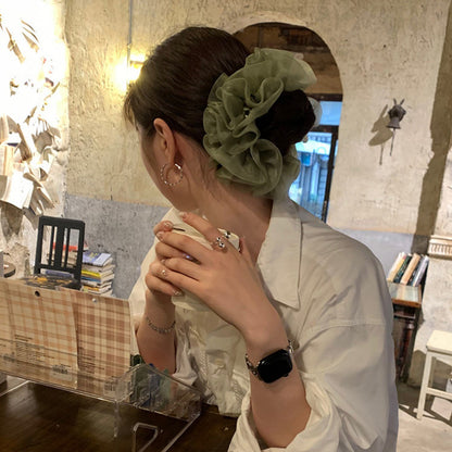 綠色網紗髮圈－商品主圖｜https://igowo.tw/