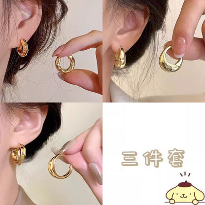 金屬圓圈復古耳環套組－細節特寫6｜https://igowo.tw/