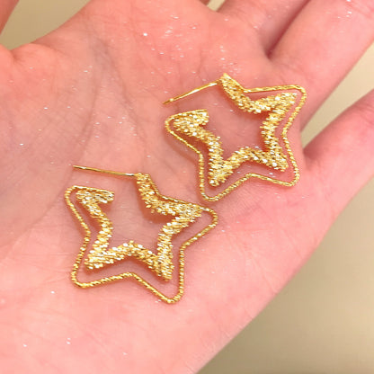 銀針雙層碎銀子星星愛心耳釘簡約清新百搭風耳環輕奢高級感耳飾女