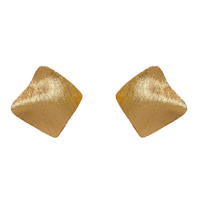 金屬菱形拉絲復古耳環