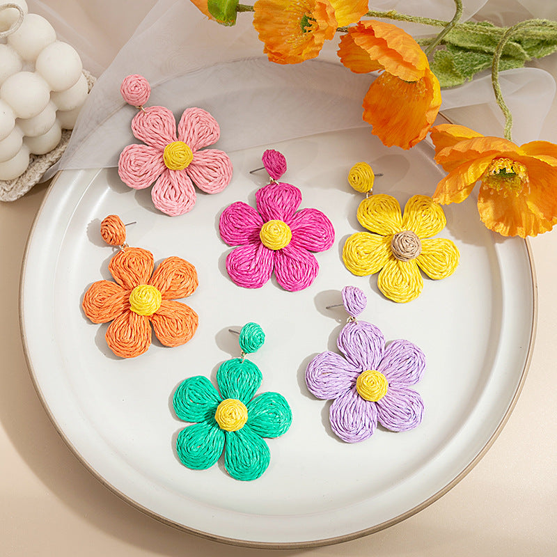 繽紛花朵編織耳環－商品主圖｜https://igowo.tw/