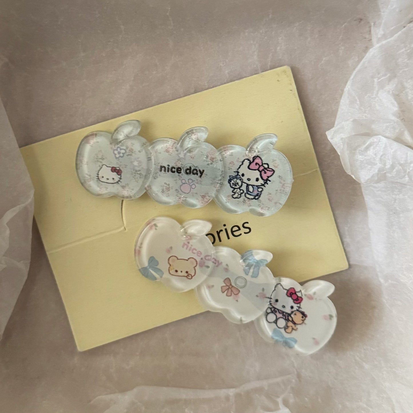 貓咪蘋果髮夾－紫色蘋果髮夾款細節1｜https://igowo.tw/