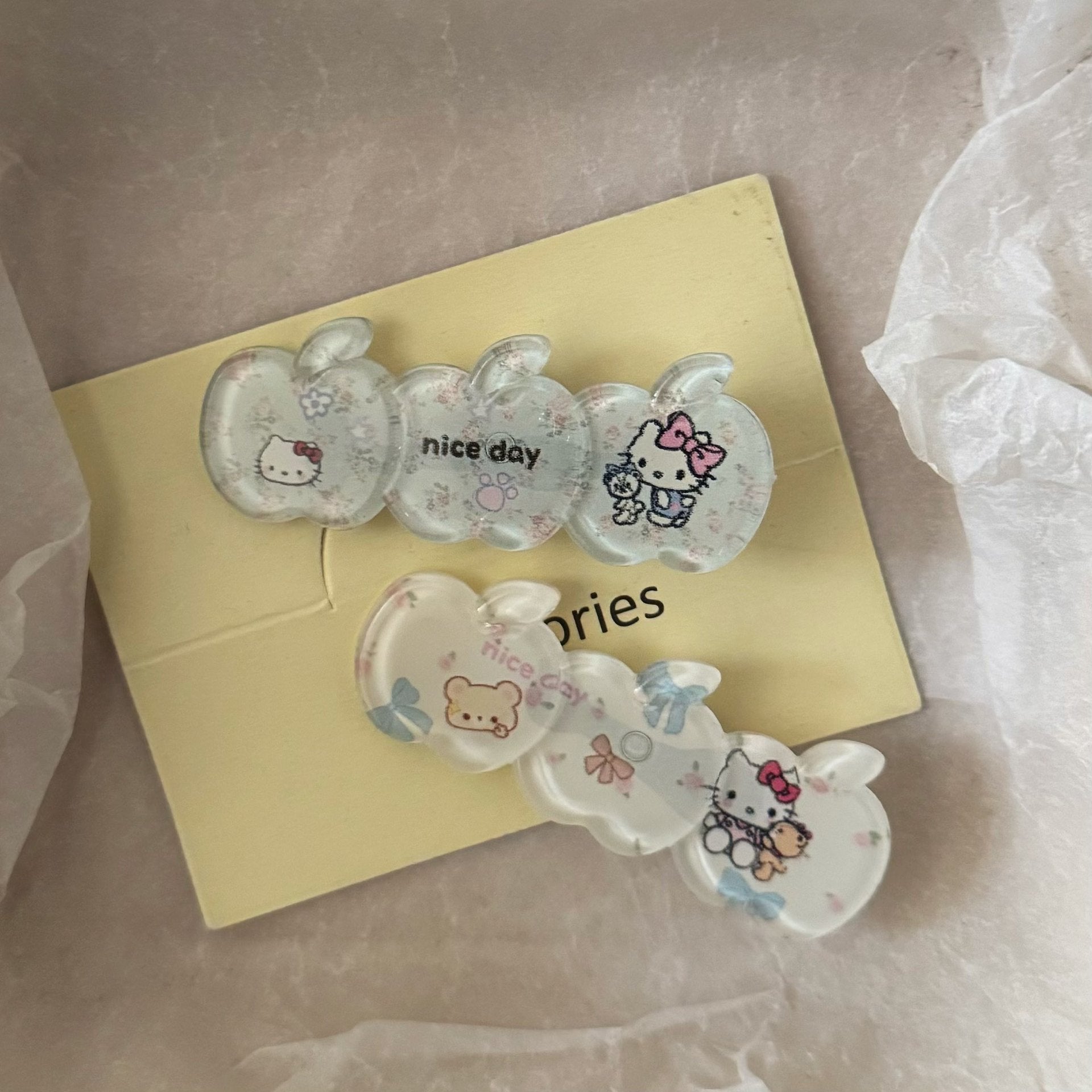 貓咪蘋果髮夾－紫色蘋果髮夾款細節1｜https://igowo.tw/
