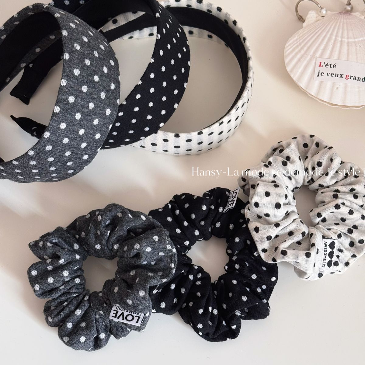 布面波點寬版髮箍－商品主圖｜https://igowo.tw/