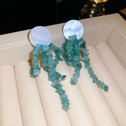 藍色樹脂花朵誇張耳環－50#銀針-咖色款細節47｜https://igowo.tw/