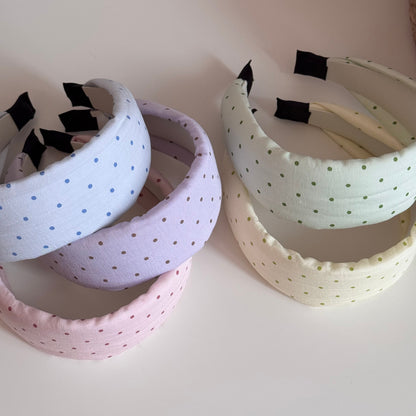彩色布面波點寬版髮箍－細節特寫2｜https://igowo.tw/