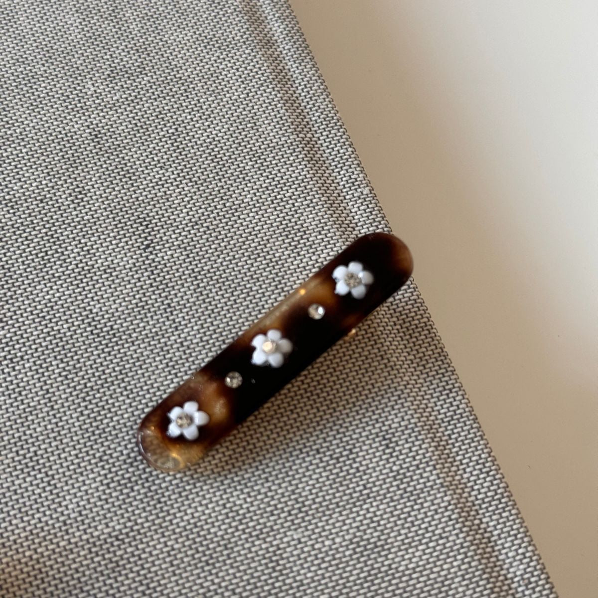 鋯石花朵一字鑲鑽髮夾