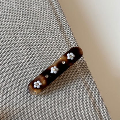 鋯石花朵一字鑲鑽髮夾