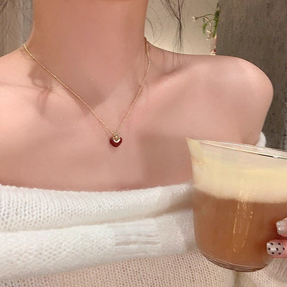 琺瑯貝母愛心雙面項鍊