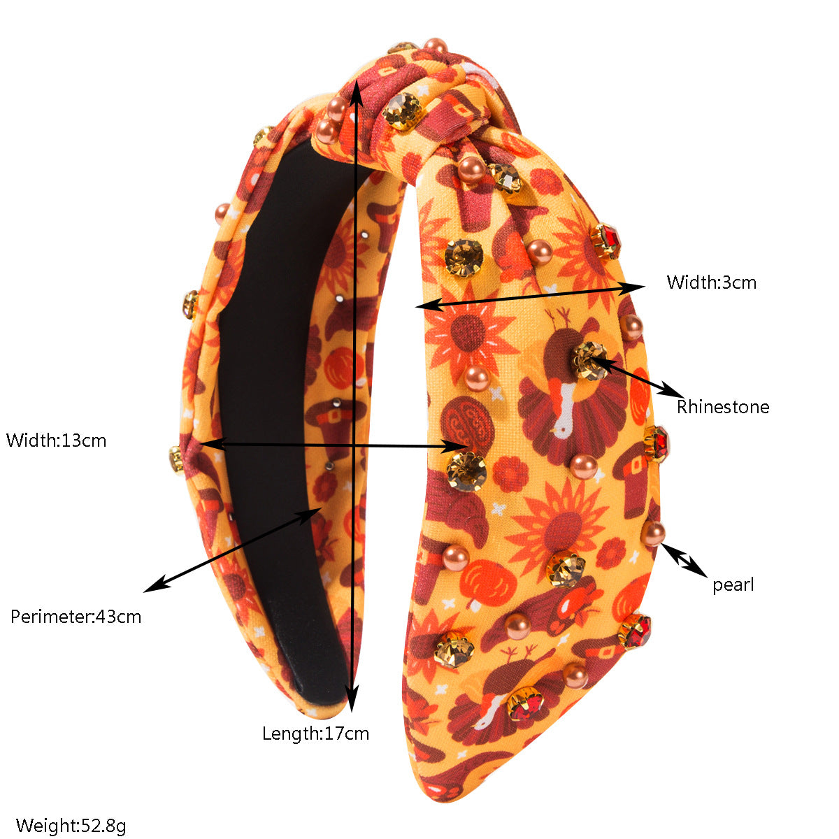 布面楓葉鑲鑽髮箍－白楓葉款實拍｜https://igowo.tw/