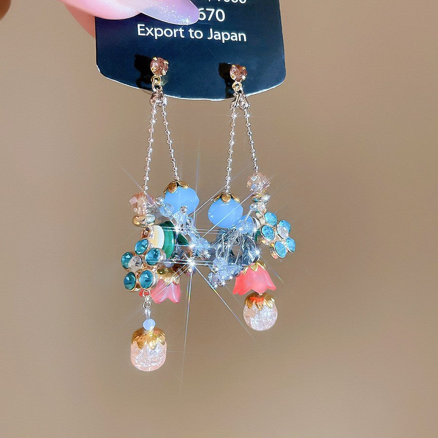 水晶鋯石流蘇鑲鑽耳鉤－30#耳鉤-金色款細節｜https://igowo.tw/