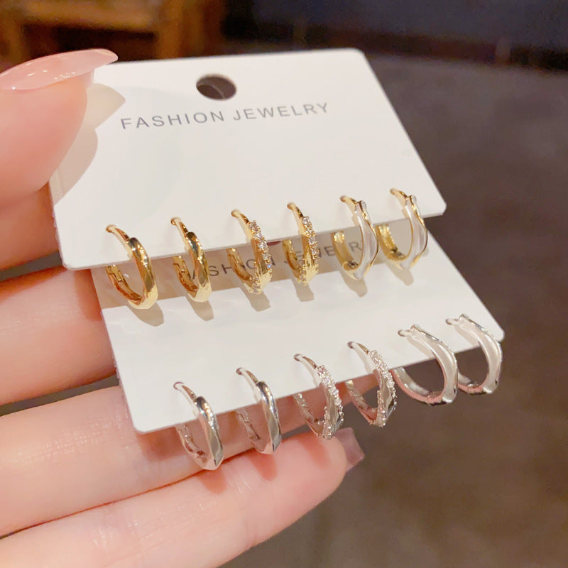 金屬扭紋耳扣三件組－商品主圖｜https://igowo.tw/