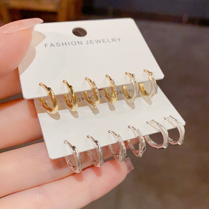 金屬扭紋耳扣三件組－商品主圖｜https://igowo.tw/