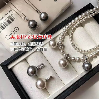 珍珠雙層墜飾多層項鍊－商品主圖｜https://igowo.tw/