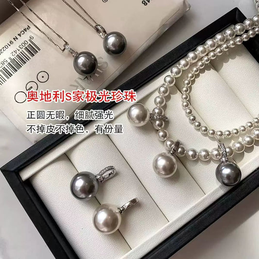 珍珠雙層墜飾多層項鍊－商品主圖｜https://igowo.tw/