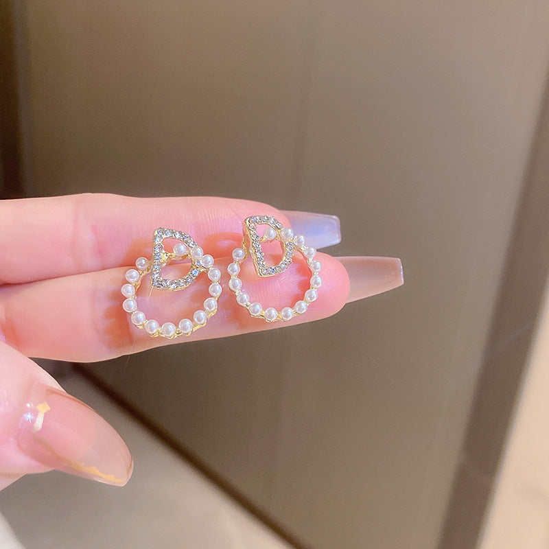 金色鋯石字母耳扣
